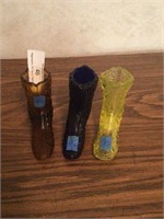 (3) Glass Decorative Collectible Boots