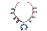 Navajo Shawn Cayatino Silver & Turquoise Squash