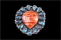 Navajo Sterling Sliver Turquoise & Carnelian Ring