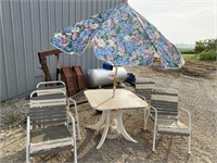 Patio Table w/ Umbrella & Chairs