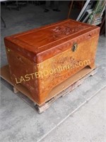 Carved Wood Storage Trunk