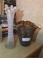 (2) Glass Ribbon Vases