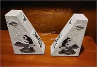 Carved Soapstone bookends -C