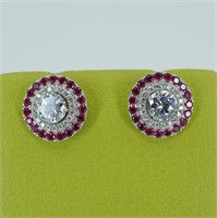 18Kt gold diamond ruby earrings