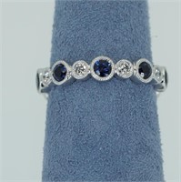 18kt white gold and palladium sapphire and diamond