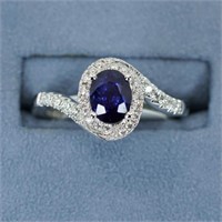 18K gold, sapphire and diamond ring
