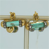 18kt gold emerald and diamond cufflinks