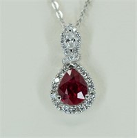 18kt white gold ruby and diamond pendent