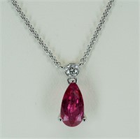 18Kt gold ruby and diamond pendant