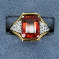 18Kt tone fire opal and  diamond ring