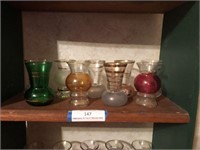 (9) 4 IN Antique Painted Glass Vases