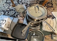 POTS AND PANS INCLUDING CALPHALON & ALL CLAD