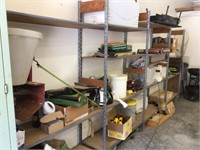 Contents of four metal shelves