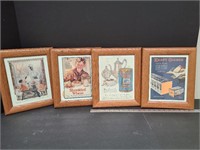 4 Advertising Prints In Oak From The Old Days