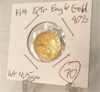 1914 Qtr Eagle 2.50 Gold Piece Weight 4.15 gm