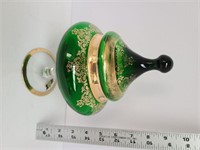 Italian Green/Gold Candy Dish With Lid