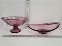 2 Purple Glass Bowls