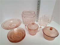 Mixed Pink Depression Glass Patterns