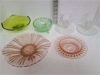 Misc. Glass Lot - Two Pink Depression Glass