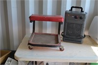 ALLTRADE shop stool, HONEYWELL heater