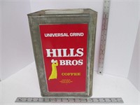 Large Hills Bros Coffee Tin Can with Plastic Lid
