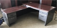 HON L-shaped desk with metal base 77.5" (left