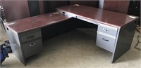 HON L-shaped desk with metal base 77.5" (left