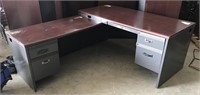 HON L-shaped desk with metal base 77.5” (left