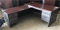 HON L-shaped desk with metal base 77.5” (left