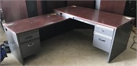 HON L-shaped desk with metal base 77.5”(left