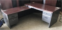 HON L-shaped desk with metal base 77.5” (left