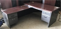 HON L-shaped desk with metal base 77.5”(left
