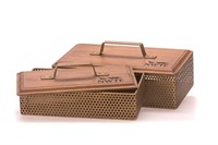 Wood & Metal mesh boxes - Set of 2
