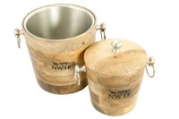 Mango wood set of 2 bar buckets