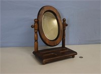 Porte-bijou ancien en bois massif avec miroir