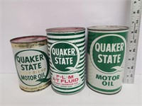 3 Quaker State Cans- Short One Full