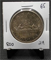 1965 Canadian Voyageur Dollar 80% Silver $1