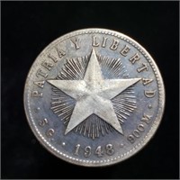 1948 Cuba 20 Centavos - Silver - High Grade!