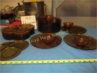 Amber Glass Snack Plate Sets - 25pc