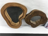 2 miroirs en bois brut