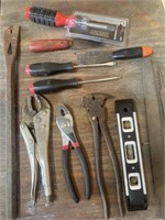 Pliers, screwdrivers, level, files