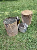 Antique metal buckets