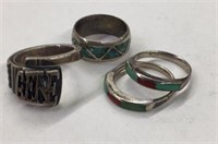 (4) Sterling Silver Rings -