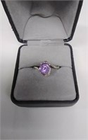 sterling star design purple stone ring