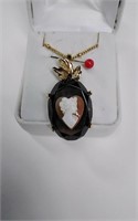 Vintage Shell Cameo Heart Necklace