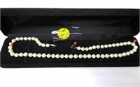14kt White Gold + Real Pearl Necklace 15” Matched