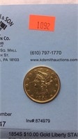 1854S $10.00 Gold Liberty