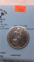 1844 Seated Liberty Silver Dollar