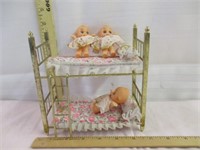 Miniature Cupie Babies & Brass Bed