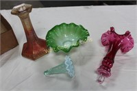 Fenton Glass lot of 4 - Bowl and Vases